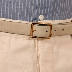 HAST Ceinture réversible en cuir suédé verte et beige><noscript><img width=