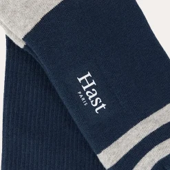 HAST Chaussettes rayées marine et grises> Chaussettes