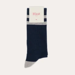 HAST Chaussettes rayées marine et grises><noscript><img width=