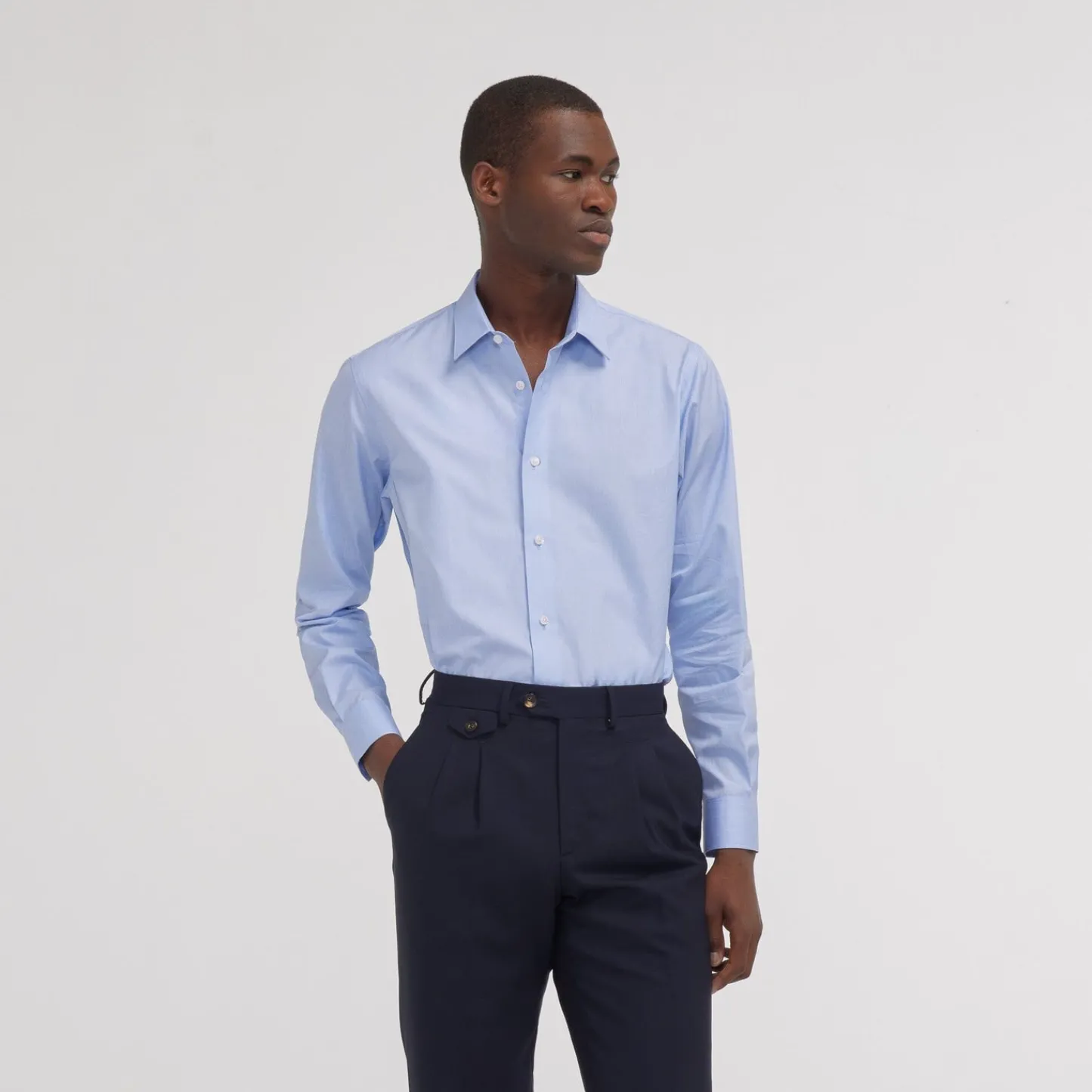 HAST Chemise cintrée en fil-à-fil double retors e> Cintrée | Chemises Bleues
