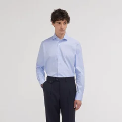 HAST Chemise cintrée en oxford double retors pied de puce e> Cintrée | Chemises Bleues