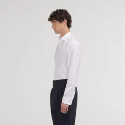 HAST Chemise cintrée en oxford double retors blanche à poignets mousquetaires><noscript><img width=
