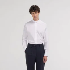 HAST Chemise cintrée en popeline double retors blanche à poignets mousquetaires> Cintrée | Chemises Blanches