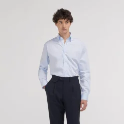 HAST Chemise cintrée en popeline double retors bleu ciel> Cintrée | Chemises Bleues