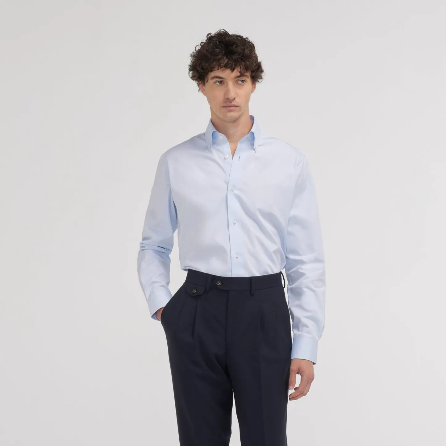 HAST Chemise cintrée en popeline double retors bleu ciel> Cintrée | Chemises Bleues