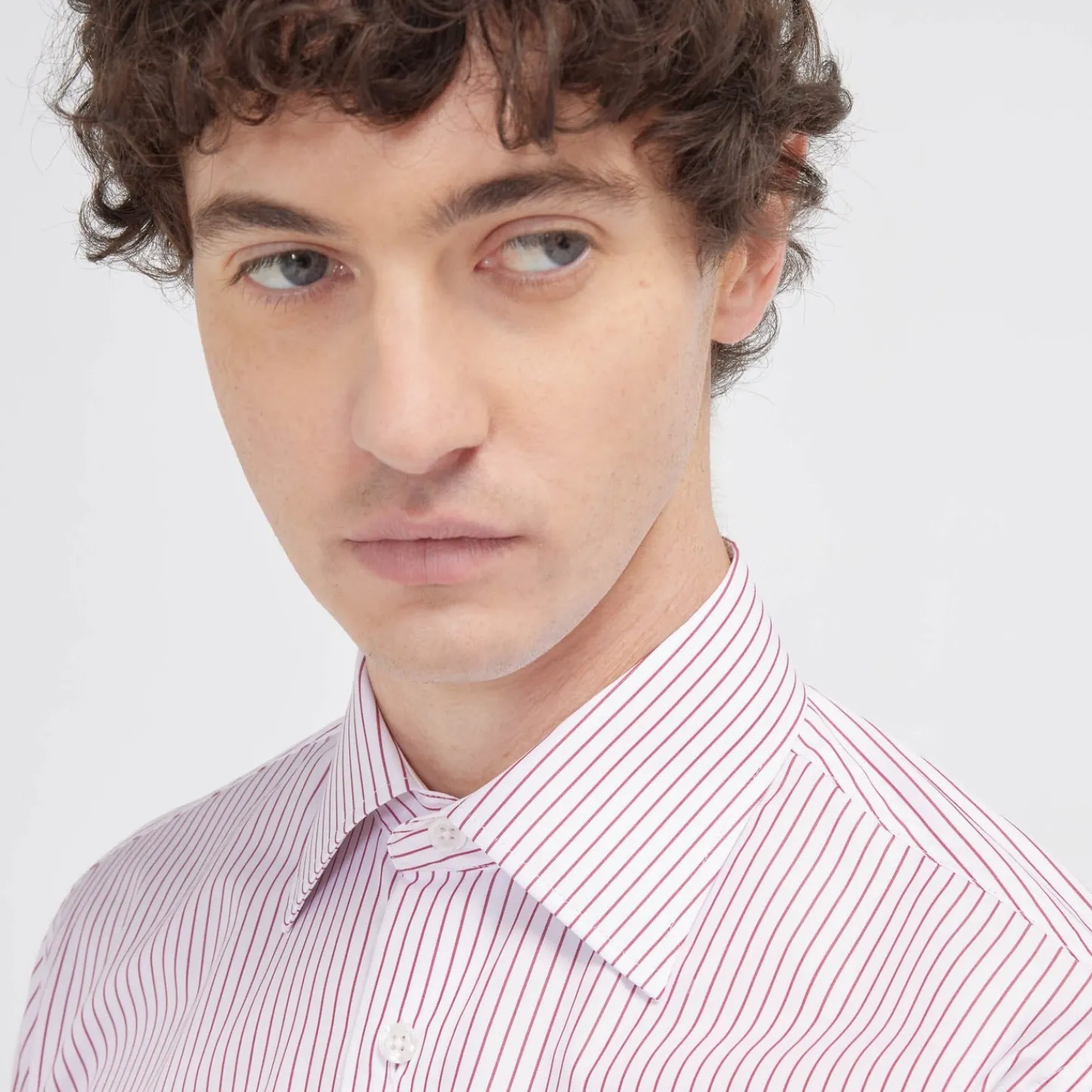 HAST Chemise cintrée en popeline double retors à rayures blanches et rouges> Cintrée | Chemises Formelles