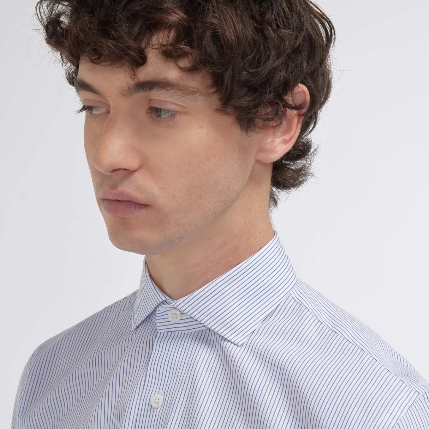 HAST Chemise cintrée en popeline double retors à fines rayures es> Cintrée | Chemises Formelles