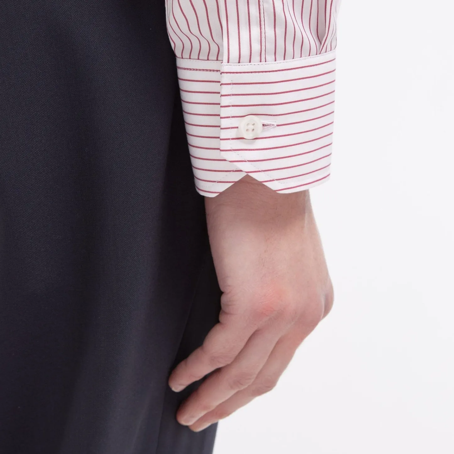 HAST Chemise cintrée en popeline double retors à rayures blanches et rouges> Cintrée | Chemises Formelles