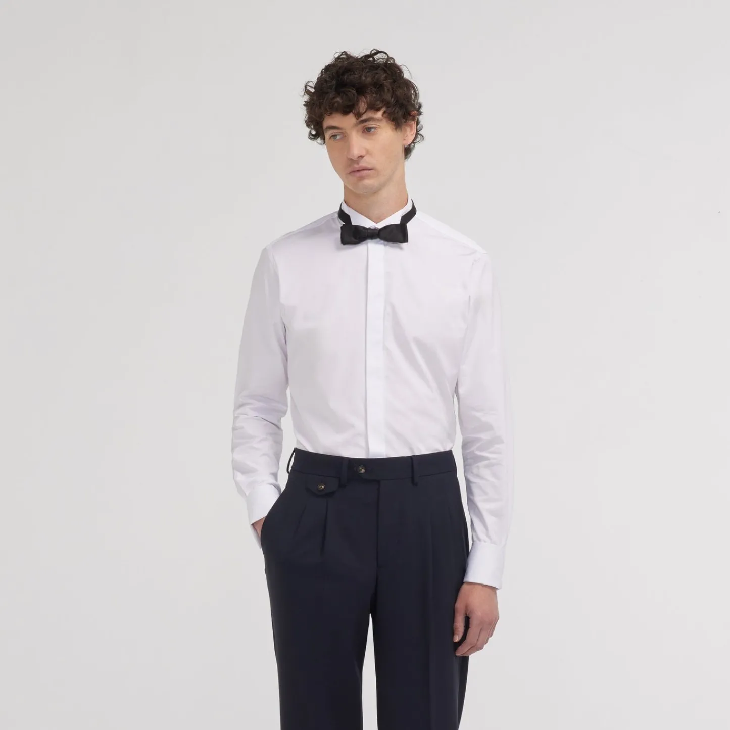 HAST Chemise cintrée en popeline double retors blanche à poignets mousquetaires> Cintrée | Chemises Blanches