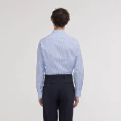 HAST Chemise cintrée en popeline double retors à rayures bleues><noscript><img width=
