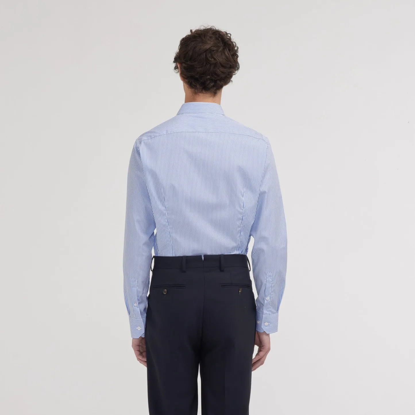 HAST Chemise cintrée en popeline double retors à rayures bleues> Cintrée | Chemises Bleues