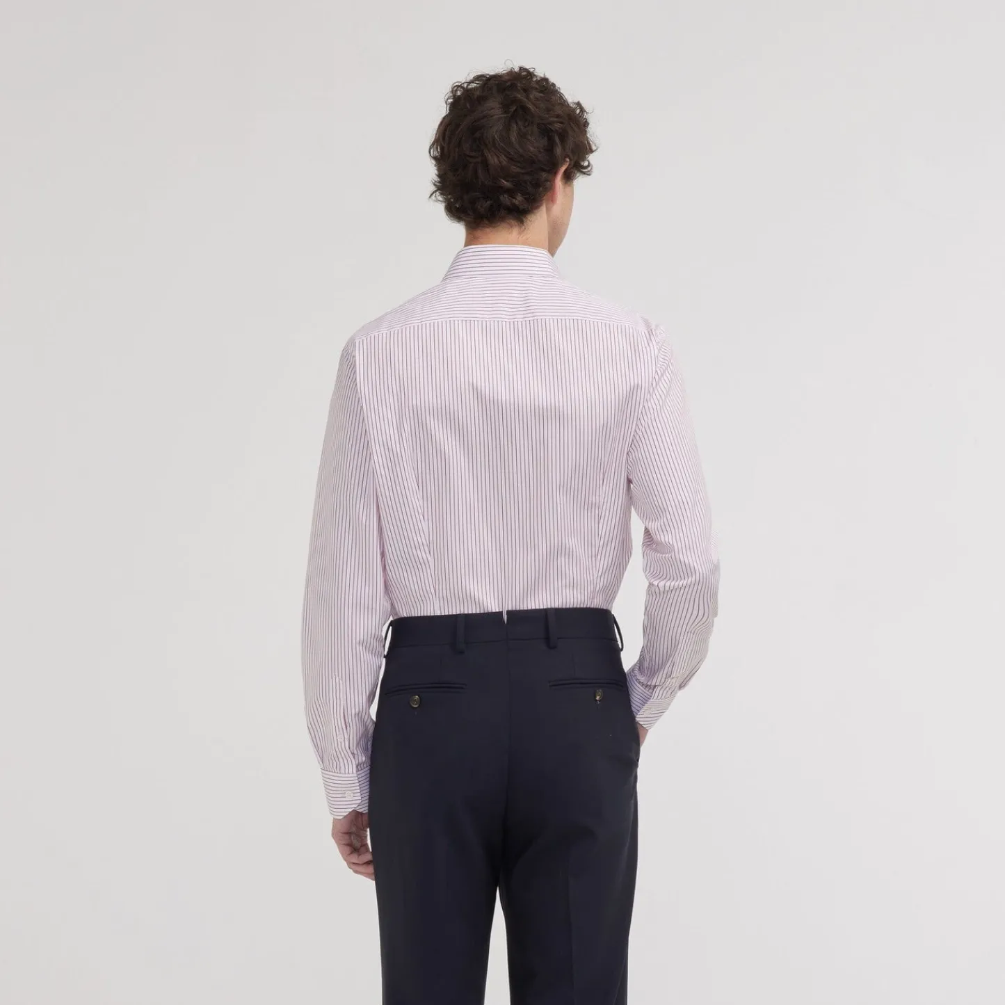 HAST Chemise cintrée en popeline double retors à rayures blanches et rouges> Cintrée | Chemises Formelles