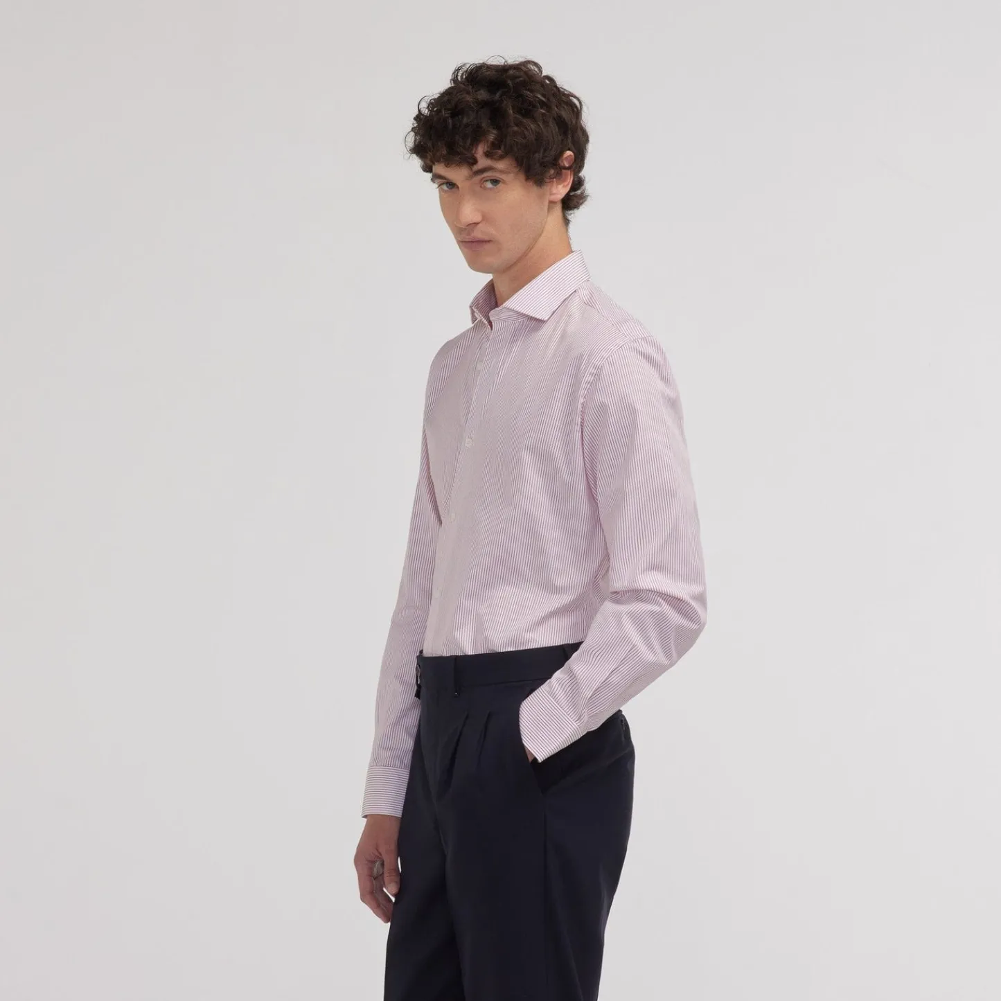 HAST Chemise cintrée en popeline double retors à fines rayures s> Cintrée | Chemises Formelles