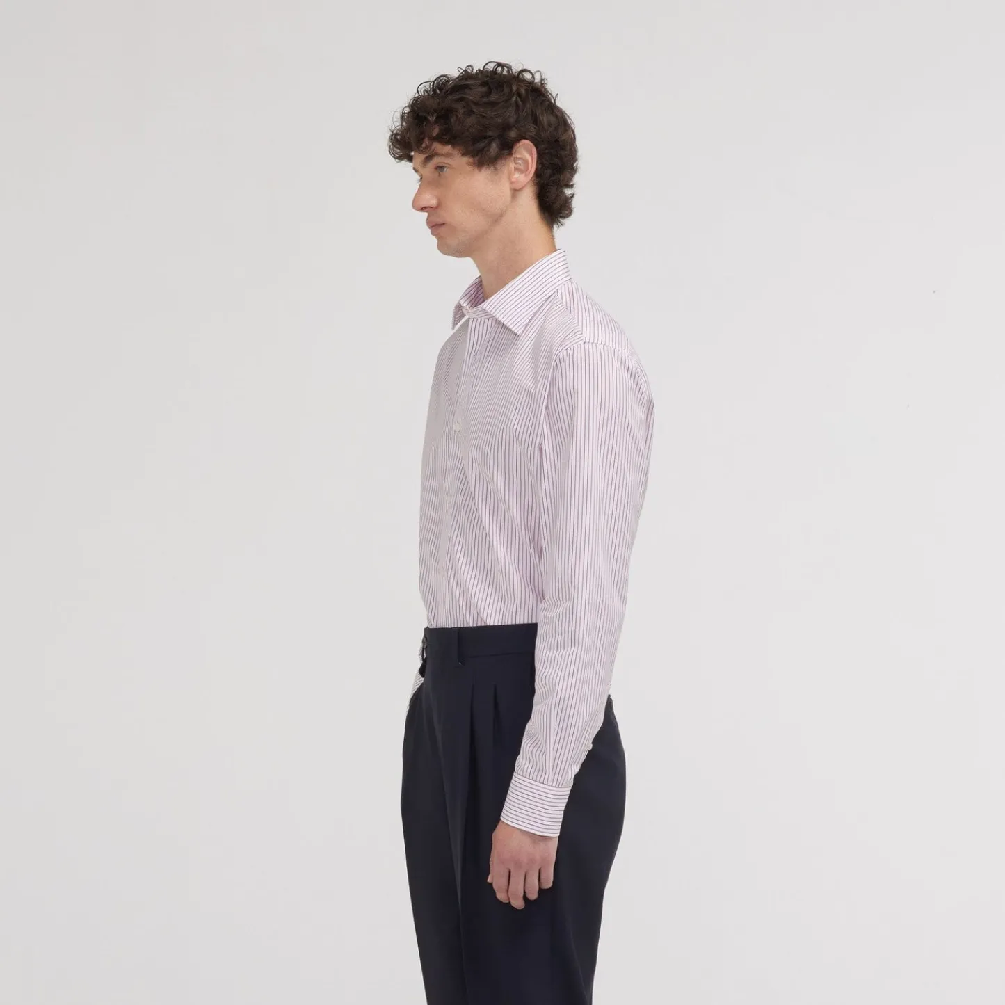 HAST Chemise cintrée en popeline double retors à rayures blanches et rouges> Cintrée | Chemises Formelles