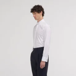 HAST Chemise cintrée en popeline double retors blanche à poignets mousquetaires><noscript><img width=