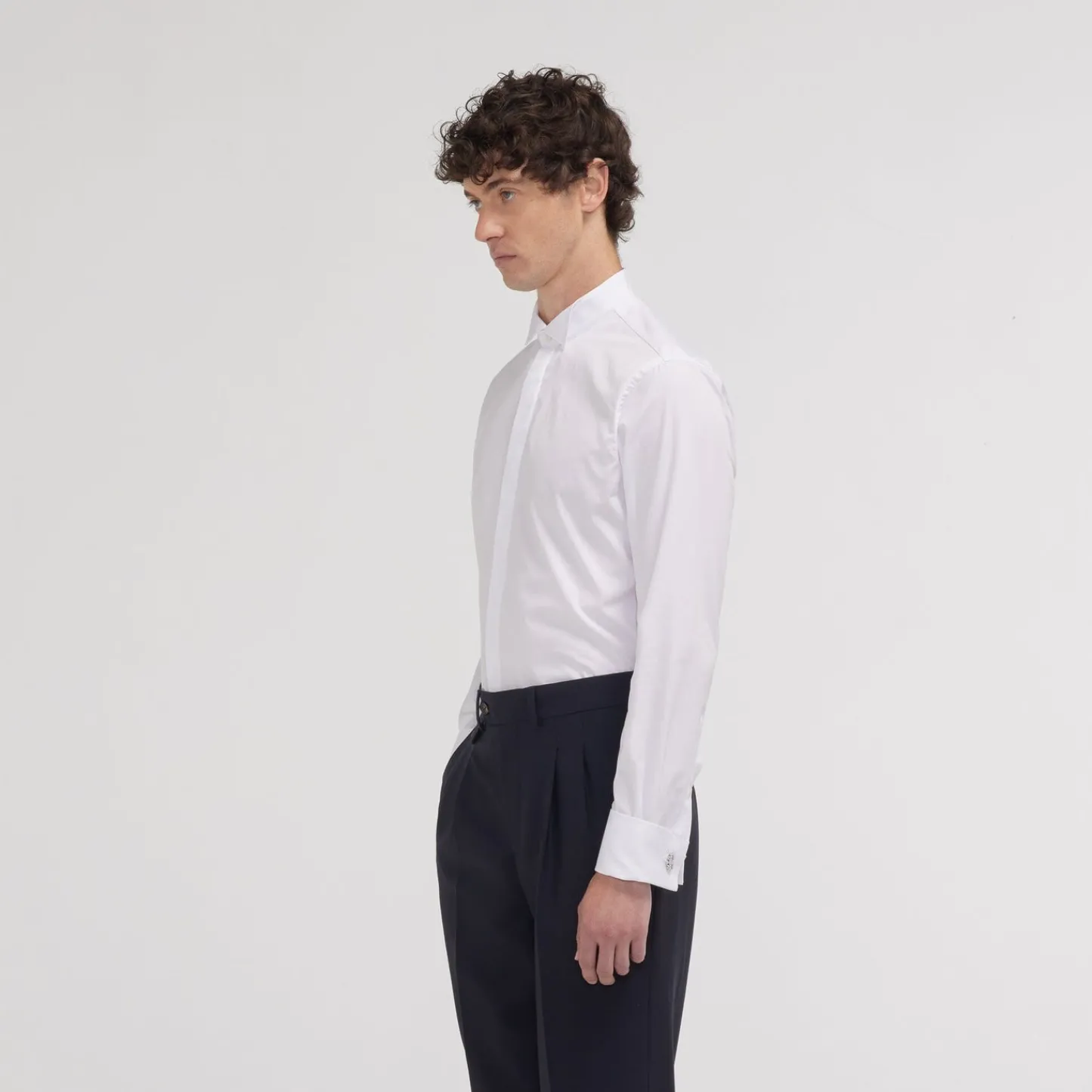 HAST Chemise cintrée en popeline double retors blanche à poignets mousquetaires> Cintrée | Chemises Blanches