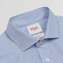 HAST Chemise cintrée en popeline double retors à carreaux foncé><noscript><img width=