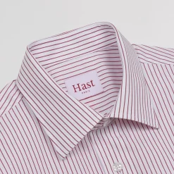 HAST Chemise cintrée en popeline double retors à rayures blanches et rouges><noscript><img width=