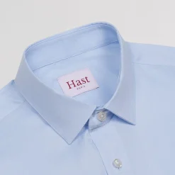 HAST Chemise cintrée en popeline double retors à fines rayures bleues><noscript><img width=