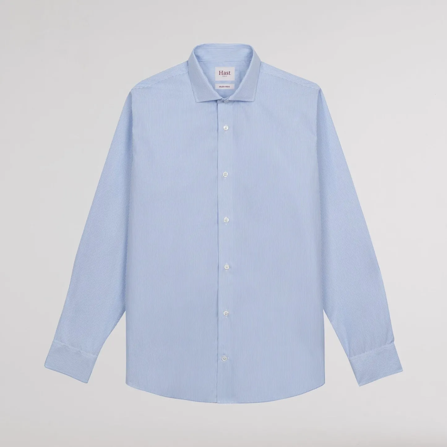 HAST Chemise cintrée en popeline double retors à petites rayures bleu ciel> Cintrée | Chemises Bleues