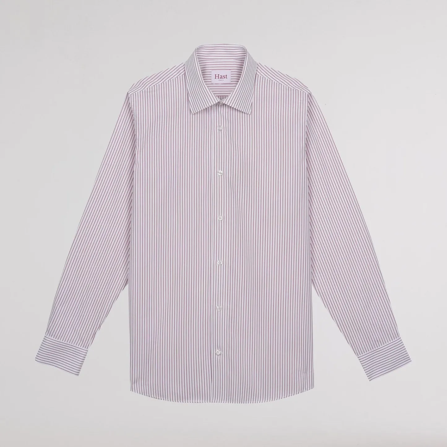 HAST Chemise cintrée en popeline double retors à rayures blanches et rouges> Cintrée | Chemises Formelles