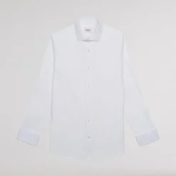 HAST Chemise cintrée en popeline double retors blanche à poignets mousquetaires><noscript><img width=