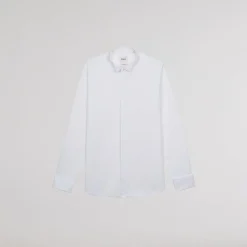 HAST Chemise cintrée en popeline double retors blanche à poignets mousquetaires><noscript><img width=