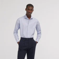 HAST Chemise cintrée en royal oxford pied de puce bleue> Cintrée | Chemises Bleues