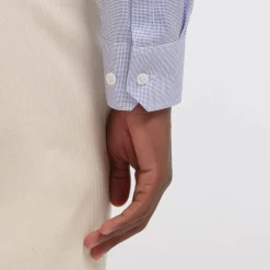 HAST Chemise cintrée en royal oxford double retors pied de puce bleue><noscript><img width=