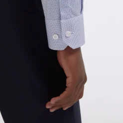 HAST Chemise cintrée en royal oxford pied de puce bleue><noscript><img width=