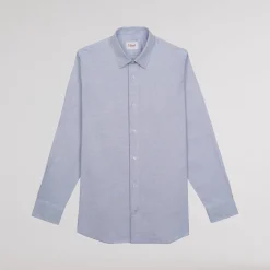 HAST Chemise cintrée en royal oxford double retors pied de puce bleue><noscript><img width=