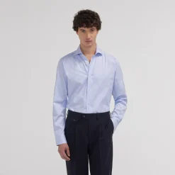 HAST Chemise cintrée en twill double retors à rayures bleues> Cintrée | Chemises Bleues