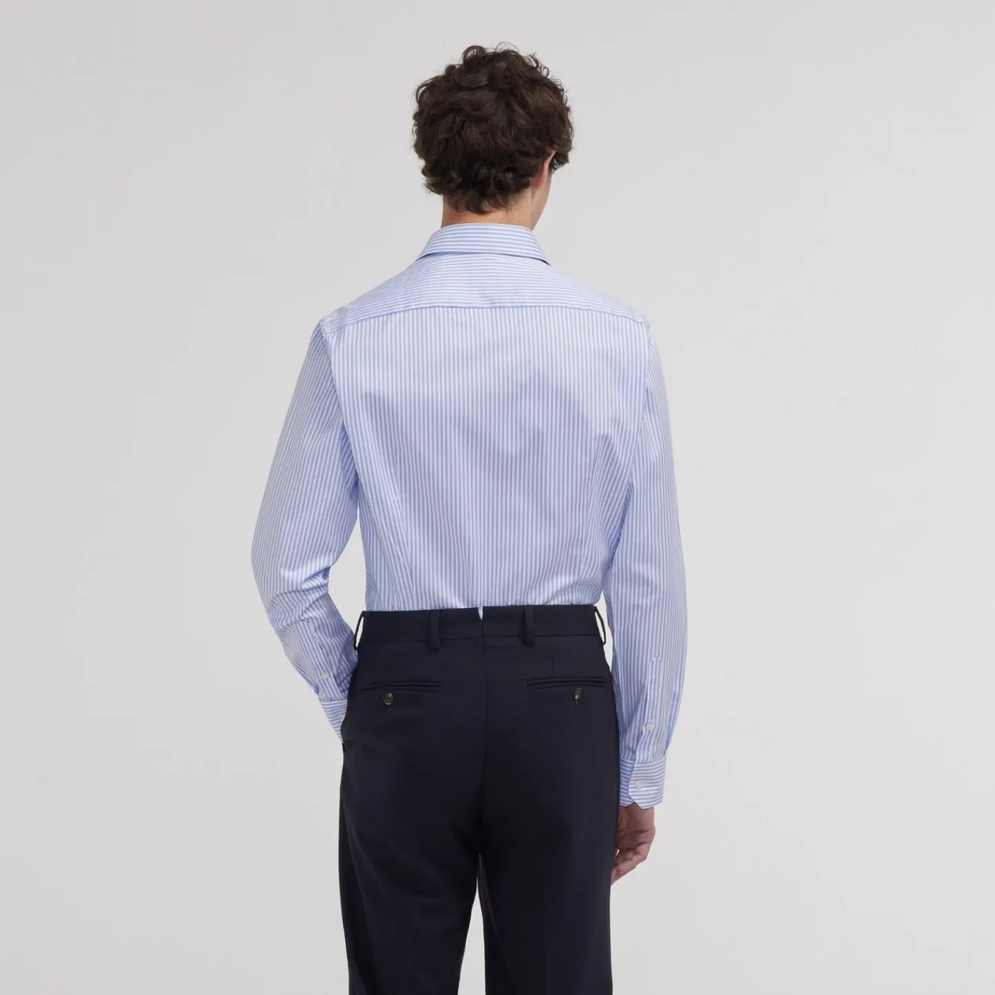 HAST Chemise cintrée en twill double retors à rayures bleues> Cintrée | Chemises Bleues