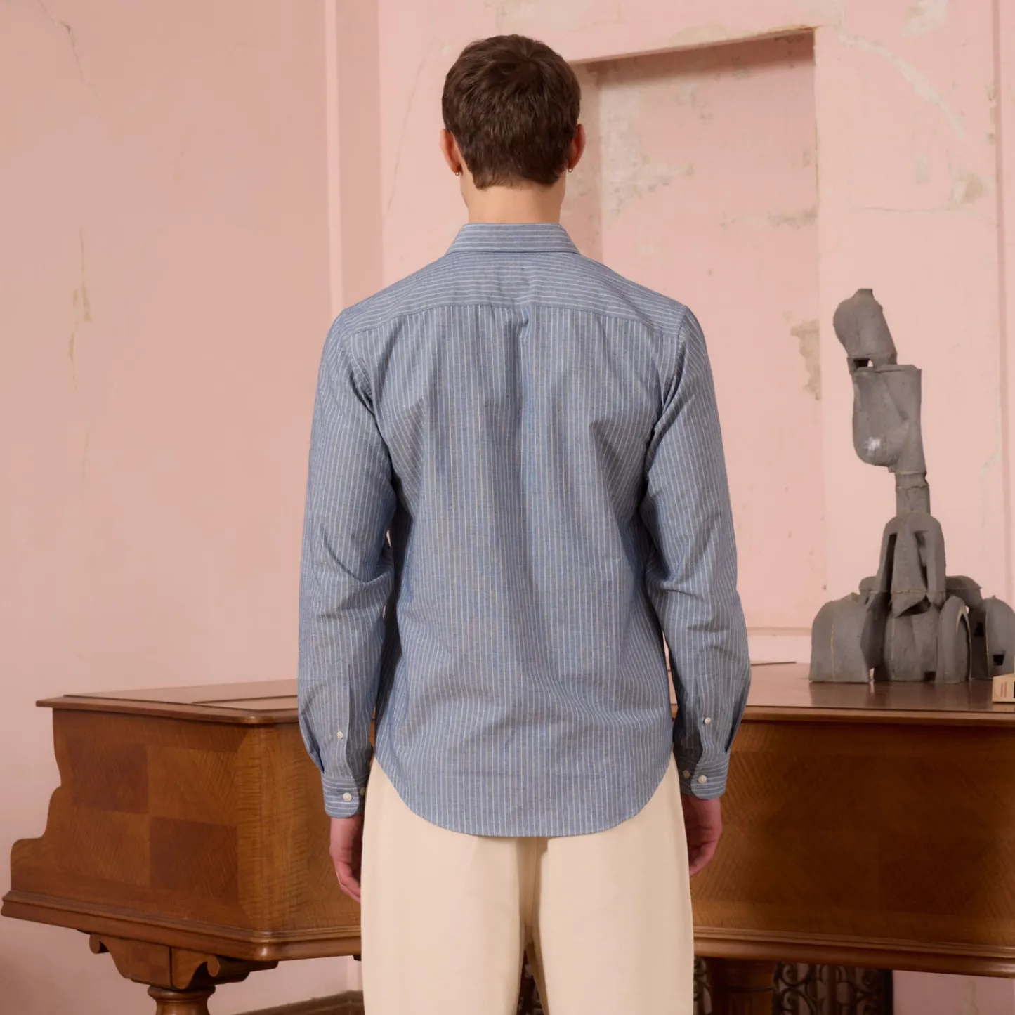 HAST Chemise en coton bleue à rayures> Chemises Bleues | Chemises Casual