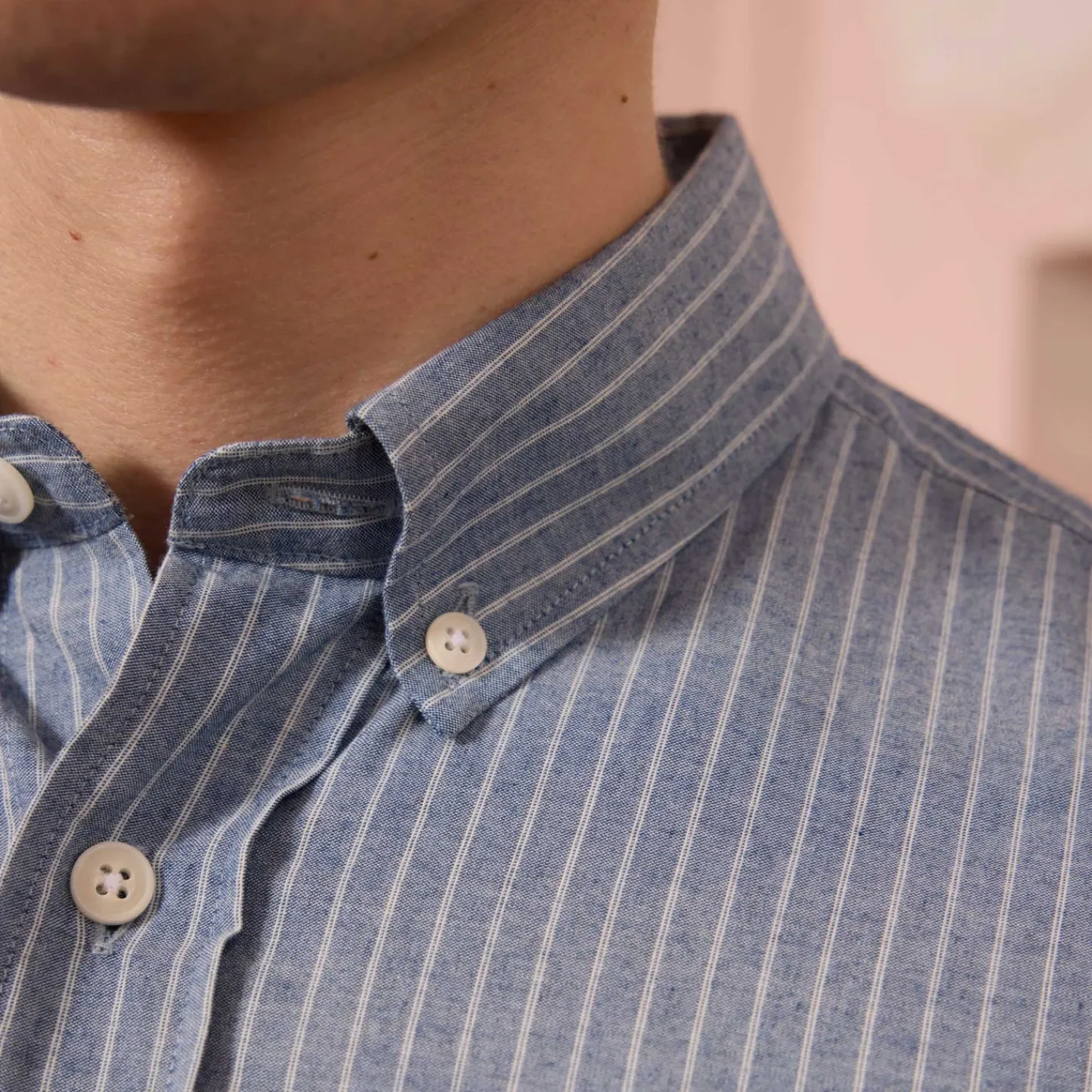 HAST Chemise en coton bleue à rayures> Chemises Bleues | Chemises Casual