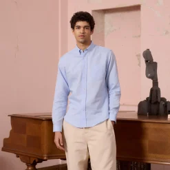 HAST Chemise en coton et lin> Décontractée | Chemises Bleues