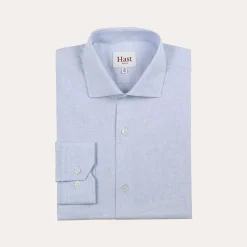 HAST Chemise en coton et lin bleu ciel><noscript><img width=