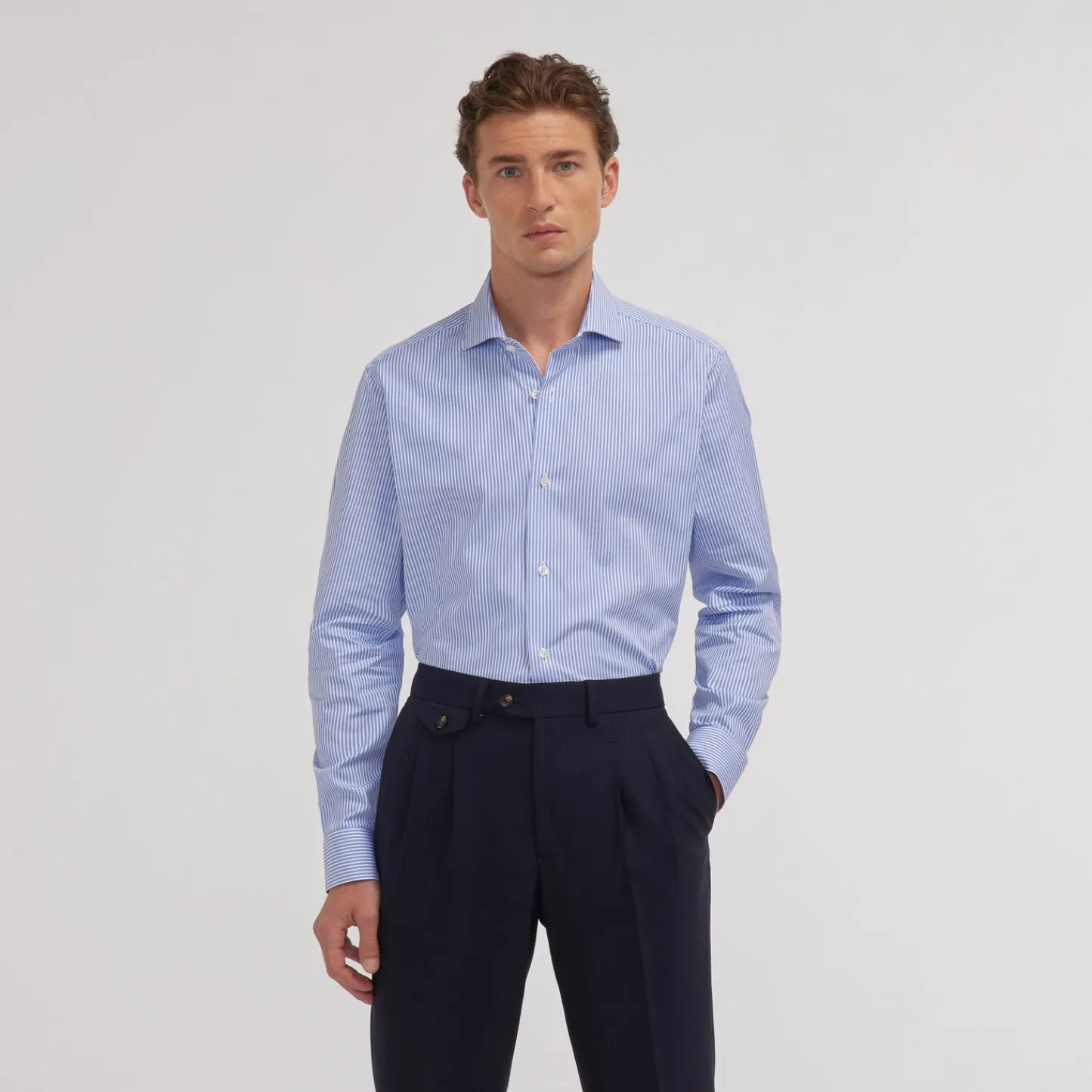 HAST Chemise en dobby à rayures bleues> Chemises Bleues | Chemises Formelles