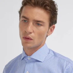 HAST Chemise en dobby à rayures bleues> Chemises Bleues | Chemises Formelles