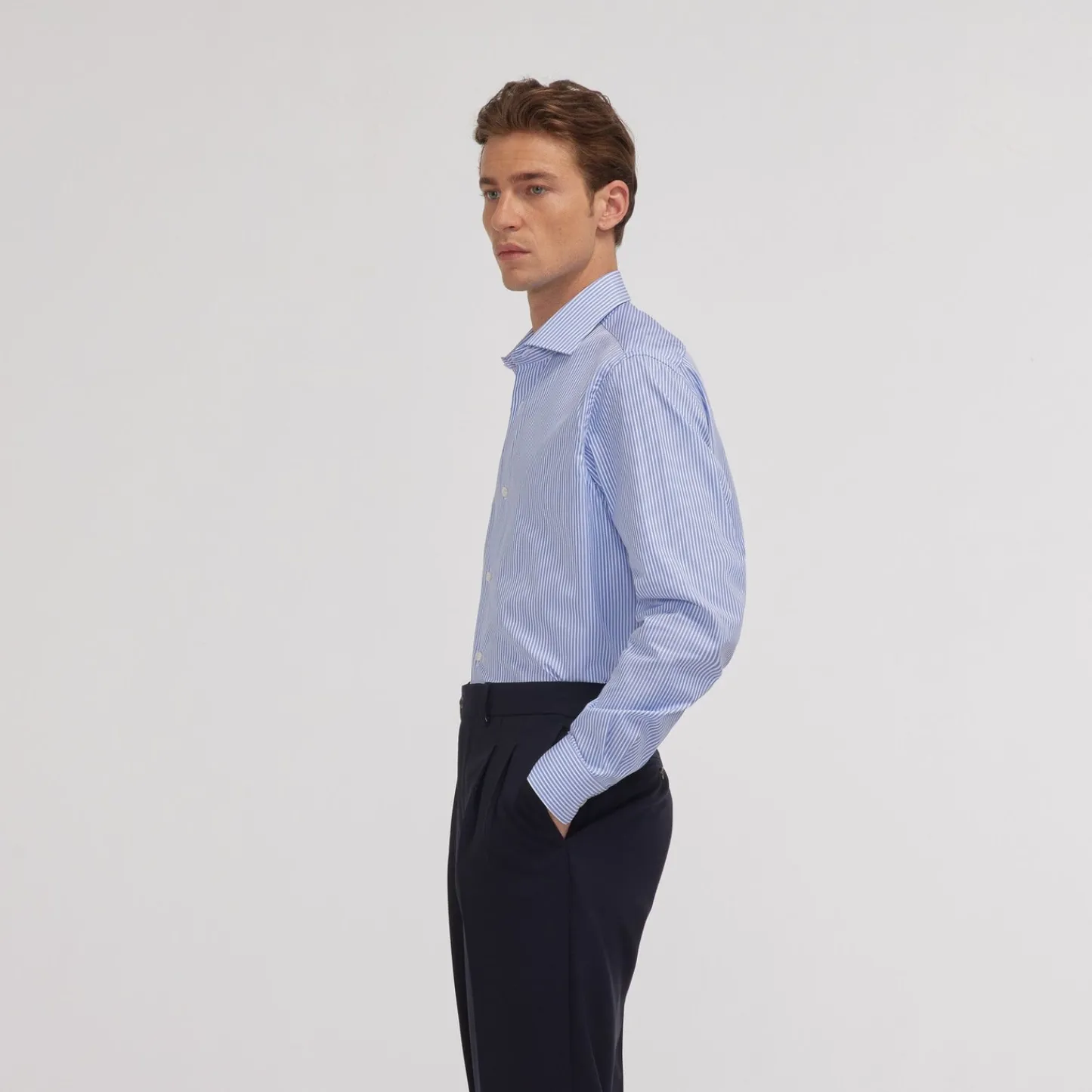 HAST Chemise en dobby à rayures bleues> Chemises Bleues | Chemises Formelles