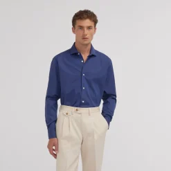 HAST Chemise en fil-à-fil double retors bleu nuit> Classique | Chemises Bleues