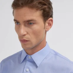 HAST Chemise en fil-à-fil double retors bleue> Classique | Chemises Bleues