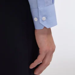 HAST Chemise en fil-à-fil double retors bleue><noscript><img width=