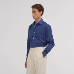 HAST Chemise en fil-à-fil double retors bleu nuit><noscript><img width=