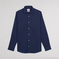 HAST Chemise en fil-à-fil double retors bleu nuit><noscript><img width=