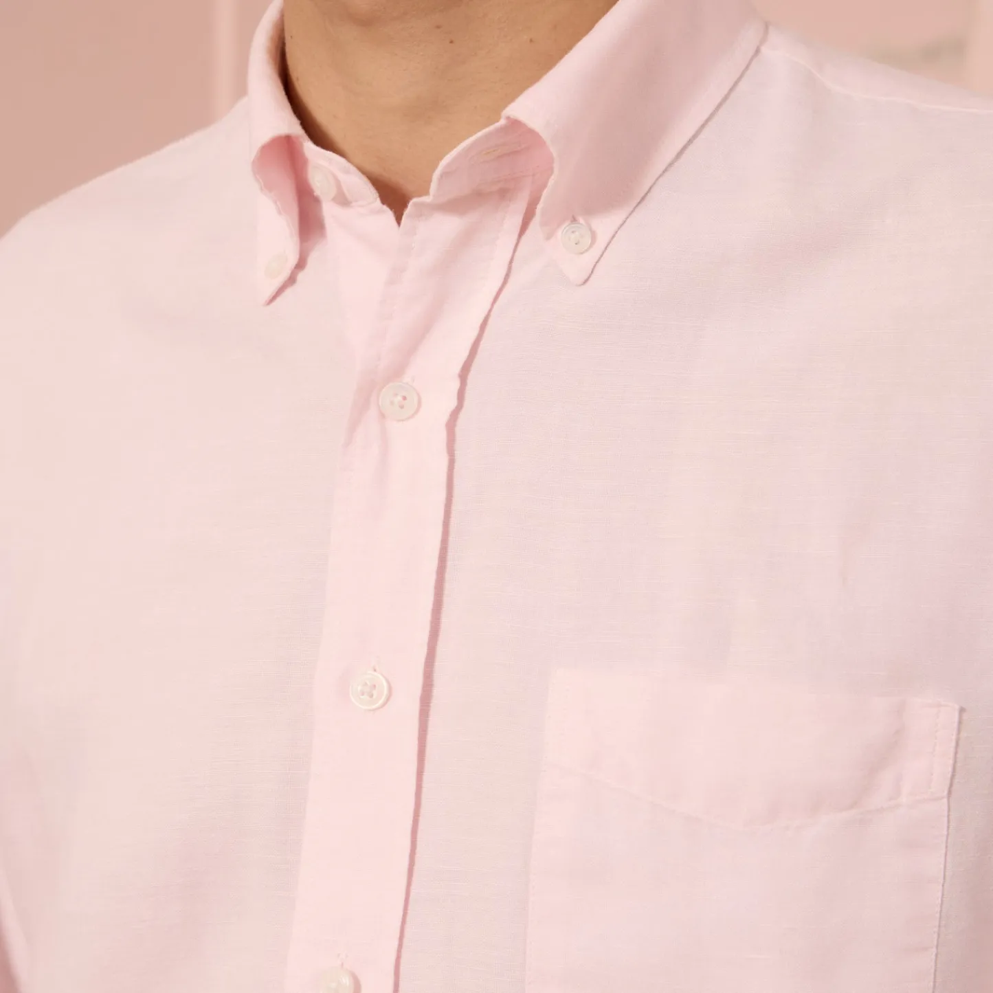 HAST Chemise en lin et coton rose pâle> Classique | Chemises Par Couleurs