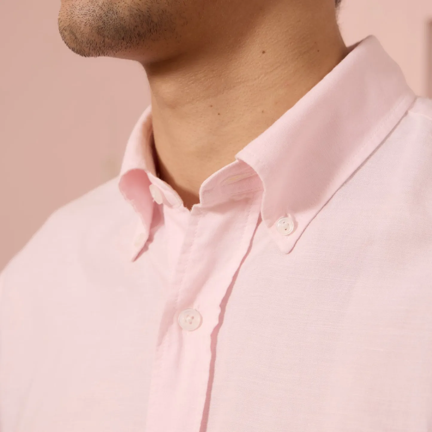 HAST Chemise en lin et coton rose pâle> Classique | Chemises Par Couleurs