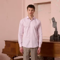 HAST Chemise en popeline à micro-rayures bordeaux> Classique | Chemises Par Couleurs