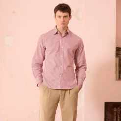 HAST Chemise en popeline à rayures bordeaux et blanches> Classique | Chemises Par Couleurs