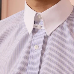 HAST Chemise en popeline à rayures bleues et blanches> Classique | Chemises Bleues